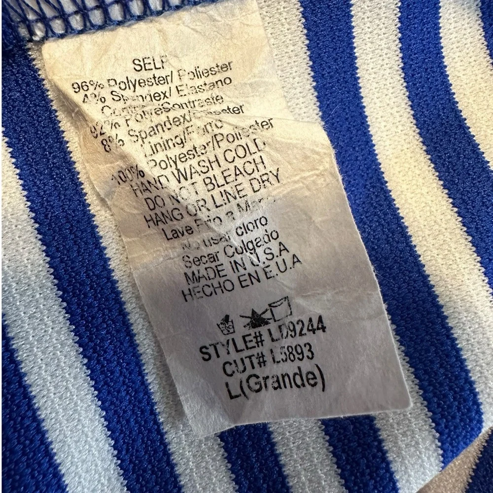 Love Republic Blue & White Striped Bodycon Dress Mesh Waist Zip Front Chic EUC - Picture 7 of 8